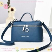 Túi đeo chéo NONEDYODYE, Túi đeo vai hình hộp da PU, Túi xách vuông có dây kéo trơn thời trang dành cho nữ