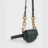 Túi Đeo Chéo Nữ Charles & Keith CNK Mini Saddle Pouch CK6-30150893 Màu Xanh Green