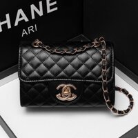 Túi đeo chéo nữ da mềm phối dây xích da màu đen -Túi đeo chéo nữ da mềm giá rẻ