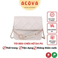 Túi Đeo Chéo Nữ Dây Xích Đan Chất Liệu Da PU Phong Cách Sang Trọng ACOVA TH016