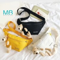 Túi đeo chéo nữ đính gấu cute - túi bao tử nữ hình gấu