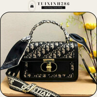 Túi đeo chéo nữ DO Hàng loại đẹp đeo vai đeo chéo Sz 20 có 3 ngăn da thêu chữ dây đeo bản to như ảnh