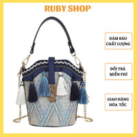 Túi đeo chéo nữ  họa tiết thổ cẩm túi tua rua thời trang MSP42 - RUBY SHOP