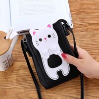 Túi đeo chéo nữ mini đính hình mèo thời trang dễ thương (Đen)                          - 34053893                                                       Yêu thích