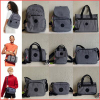 Túi đeo chéo nữ Monogram Kipling, Ba lô dung tích lớn, Túi đeo vai in màu đen trắng chống thấm nước Nylon, 0000