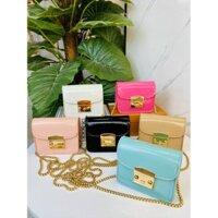 Túi đeo chéo nữ silicon dáng hộp dây xích đúc đặc