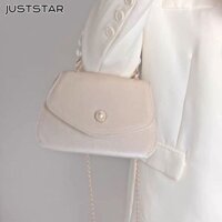 Túi đeo chéo nữ Tay cầm ngọc trai thanh lịch Túi xách da lộn sáng bóng