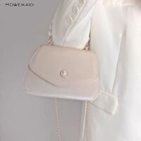 Túi đeo chéo nữ Tay cầm ngọc trai thanh lịch Túi xách da lộn sáng bóng