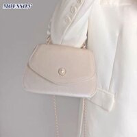 Túi đeo chéo nữ Tay cầm ngọc trai thanh lịch Túi xách da lộn sáng bóng