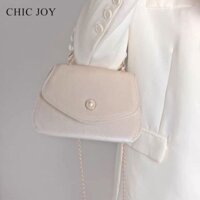 Túi đeo chéo nữ Tay cầm ngọc trai thanh lịch Túi xách da lộn sáng bóng