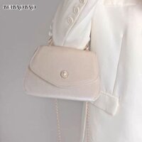 Túi đeo chéo nữ Tay cầm ngọc trai thanh lịch Túi xách da lộn sáng bóng