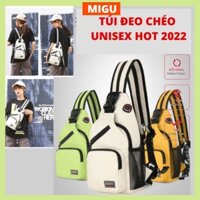 Túi đeo chéo nữ unisex 3 ngăn vải Oxford cỡ lớn đựng nhiều đồ, túi đeo chéo ngực phong cách uzzang
