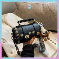 Túi đeo chéo phong cách vintage thiết kế cổ điển, túi đeo vai hình trụ da PU dày dặn dễ phối đồ