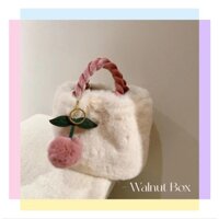 Túi Đeo Chéo Phủ Lông In Hình Quả Cherry Thời Trang Thu Đông Mới 2022