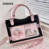 Túi đeo chéo SHIKICK, Túi Ita PU dễ thương trong suốt, Quà tặng sáng tạo Bông tai Kẹp Y2K DIY Display Túi xách nữ Lolita