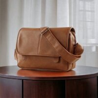 Túi đeo chéo sinh viên da siêu dày size lớn không nhăn chống nước phổ thông kiểu trơn 2 pát hít T10 {hoàn tiền max}