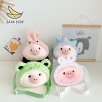 Túi đeo chéo trẻ em nhỏ hình mặt heo con tai thỏ kì lân ếch siêu cute cho bé
