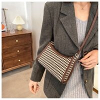Túi Đeo Chéo Túi Caro Houndstooth Vintage Pháp