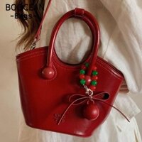 Túi đeo chéo, Túi đeo vai dung tích lớn Cherry, Đa chức năng với túi xô mặt dây chuyền hạt