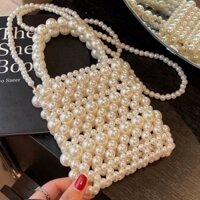 Túi  đeo chéo, túi xách nữ, túi handmade kết hạt ngọc trai nhân tạo siêu xinh thời trang nữ