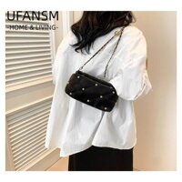 Túi đeo chéo UFASM, Túi đeo vai đinh tán hình thoi bằng da PU, Ví vuông