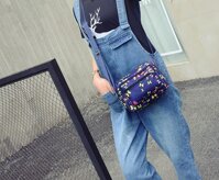 Túi Đeo Chéo Vai 3 Ngăn Bằng Vải Họa Tiết Hoa Thời Trang Sành Điệu Cho Nữ