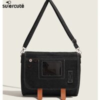 Túi đeo chéo vải Canvas sành điệu có tông màu cửa sổ và da trong suốt