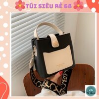Túi đeo chéo vai nữ Tuisieure68 túi da nữ phối màu thời trang Hàn Quốc Vintage 521