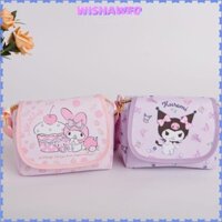 Túi đeo chéo WISHAWEO, Kuromi có dây đeo vai Ba lô đeo vai, Quà tặng túi trang điểm dung lượng lớn My Melody Hello Kitty dễ thương