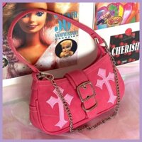 Túi đeo chéo y2k hobo túi hồng đỏ Barbie xe máy ngọt ngào túi đeo chéo retro túi vuông nhỏ thời trang túi xách nữ thông thường