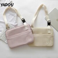 Túi đeo chéo YADOU đựng laptop/ ipad chống sốc thêu hình mặt cười phong cách Hàn Quốc