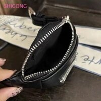 Túi đeo cổ tay nhỏ SHIGONG, Túi đeo chéo bằng da Pu Spice Girls, Hộp đựng tiền xu thông thường Y2K Dây kéo màu đen Ví nữ