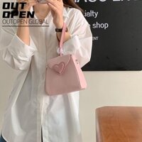 Túi đeo cổ tay OUTOPEN, Túi son môi Mini màu hồng, Túi đeo vai chống mài mòn hình trái tim đáng yêu
