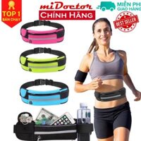 Túi đeo hông bụng chạy bộ tập gym và thể thao - nhiều ngăn - có nơi để chai nước tiện dụng - chính hãng miDoctor - Đen - CB1