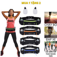 Túi đeo hông chạy bộ, đai đeo bụng đựng điện thoại, chìa khóa tặng kèm 2 bình đựng nước