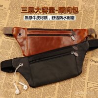 Túi đeo hông da thật mới cho nam chạy bộ thể thao túi điện thoại siêu mỏng chống nước túi đai nhỏ đa chức năng ví tiền ngoài trời