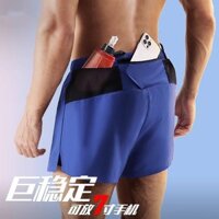 Túi đeo hông kéo lỏng, quần short lụa băng nhanh khô, quần short đua xe đạp ba phần tư, lớp lót bên trong, thể thao nam, chạy bộ, điền kinh