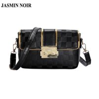 Túi Đeo JASMIN NOIR Chéo Vai Họa Tiết Kẻ Sọc Có Khóa Cài Chần Bông Dành Cho Bạn Nữ