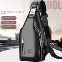 Túi đeo ngực một vai nam Kangaroo, đeo chéo thời trang và thông thường, chống thấm nước, đi kèm ví