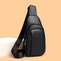 Túi đeo ngực nam da thật đơn giản 2024 Phong cách mới Lớp đầu tiên Da bò Túi xách nam Túi đeo vai Túi xách dung tích lớn thông thường