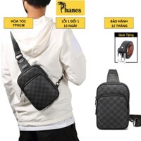 Túi đeo ngực TDC48 cho nam - Túi đeo chéo da vân ô caro trẻ trung thanh lịch Phanes