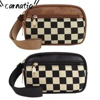 Túi đeo tay CARNATIO, Ví đựng cổ tay chống nước họa tiết bàn cờ, Di động với 3 túi xách Nylon siêu nhẹ có dây kéo cho Unisex