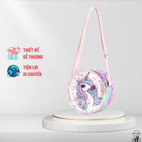 Túi đeo trẻ em kỳ lân Unicorn kiểu dáng tròn phong cách dễ thương cho bé gái