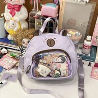 Túi đeo vai AUBREYB Capybara, Túi Itabag trong suốt bằng nhựa Pvc dung tích lớn, Phong cách Nhật Bản đáng yêu Huy hiệu Bông tai trưng bày Túi Tote vải cho bé gái