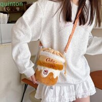 Túi đeo vai bánh QUINTON, Dây đeo có thể điều chỉnh PP Cotton Cherry Cake Túi đeo chéo, Túi điện thoại di động Dòng món tráng miệng mềm Dây rút Túi lưu trữ bánh anh đào Học sinh