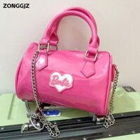Túi Đeo Vai Barbie ZONGGJZ, Túi Xách Tay Barbie Màu Hồng PU, Ba Lô Thời Trang Túi Da Bóng Nữ