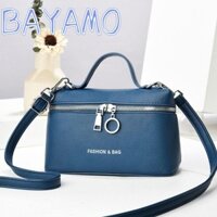 Túi đeo vai BAYAMO, Túi đeo chéo thông thường bằng da PU, Túi xách hình vuông hình hộp dây kéo trơn thời trang dành cho nữ