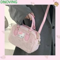 Túi đeo vai bé gái DNOVING, Túi xách hoạt hình sang trọng màu hồng, Túi đeo chéo mềm dung tích lớn lông tơ