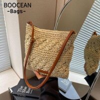 Túi đeo vai BOOCEAN, Túi cói dệt bằng rơm, Túi xách thủ công dung tích lớn dành cho nữ