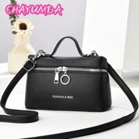 Túi đeo vai CHAYUMDA, Túi đeo chéo hình hộp da PU, Túi xách vuông thông thường có dây kéo trơn tru dành cho nữ